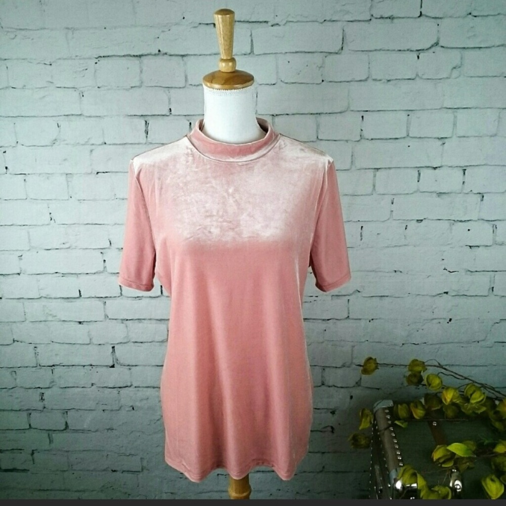 Ambiance Blush Velvet Mock Neck Top